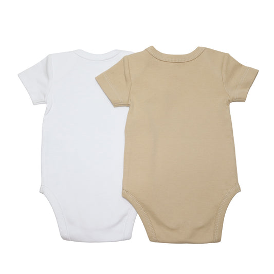 Beige & White Organic Baby Bodysuits 2-Pack